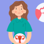 animación de mujer con dibujo de utero